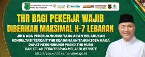 Pj Bupati Muba, Apriyadi dan ilustrasi pengaduan posko THR. Foto: Kominfo Muba.