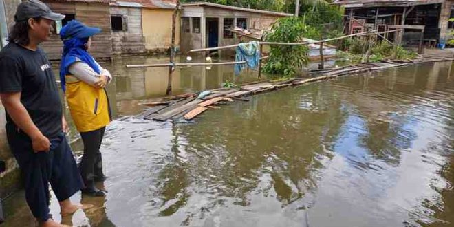 Salah satu titik banjir di Kota Palembang. Foto: Dok Sumselheadline.