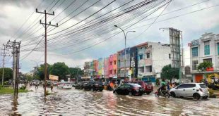 Salah satu titik banjir di Palembang. Foto: Dok Sumselheadline.