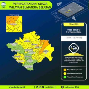 Ilustrasi grafis potensi hujan di Sumsel. Foto: BMKG Palembang.