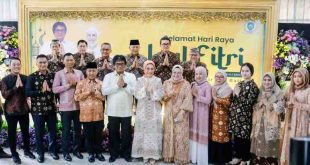 Para pejabat Muba kompak pakai baju gambo saat silaturrahim dengan Pj Gubernur Sumsel, Agus Fatoni, Kamis (11/4/2024). Foto: Kominfo Muba.
