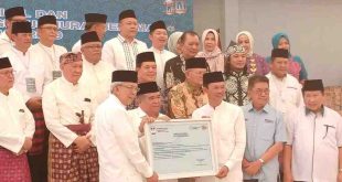 Mawardi Yahya dan Harnojo saat hadir di kegiatan Jurai Basemah di hal JSC Palembang, Sabtu (27/4/2024). Foto: Sumselhealine/Fer.