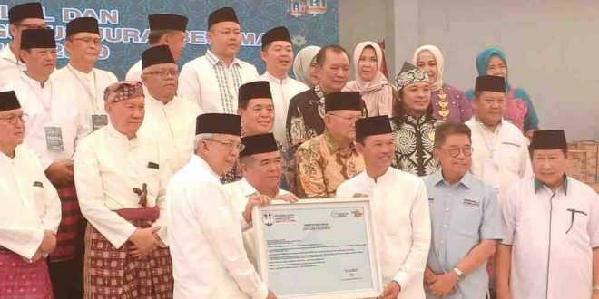 Mawardi Yahya dan Harnojo saat hadir di kegiatan Jurai Basemah di hal JSC Palembang, Sabtu (27/4/2024). Foto: Sumselhealine/Fer.
