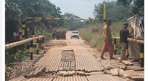 Kondisi Jembatan Sungai Teras di jalur jalan PALI-Musi Rawas. Foto: Dok POlsek BTS Ulu,