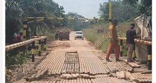 Kondisi Jembatan Sungai Teras di jalur jalan PALI-Musi Rawas. Foto: Dok POlsek BTS Ulu,