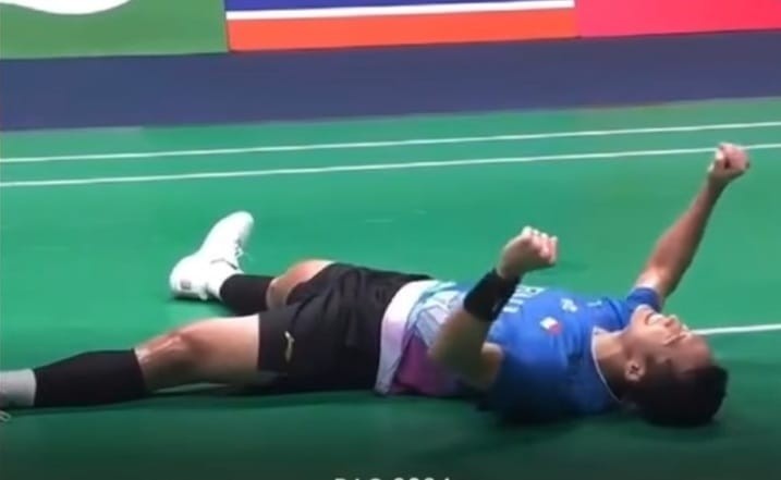 Jonatan Christine sesuai menjadi juara Kejuraan Asia 2024, Minggu (14/4/2024). Foto: IG Ina_badminton.