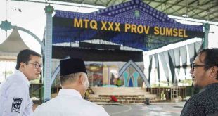 Sekda Muba, Apriyadi meninjau persiapan di lokasi MTQ tingkat Provinsi Sumsel di Sekayu, Rabu (24/4/2024). Foto: Kominfo Muba.