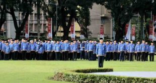 Para pegawai Pemprov Sumsel saat apel bulanan di Lapangan Kantor Gubernur Sumatera Selatan, Palembang, Sumatera Selatan, Rabu (17/4/.2024), Foto: Dok Humas Pemprov Sumsel.