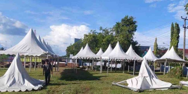 Lokasi tenda UMKM yang akan memanfaatkan momen MTQ Sumsel di Kota Sekayu, Sabtu (27/4/2024). Foto: Kominfo Muba.
