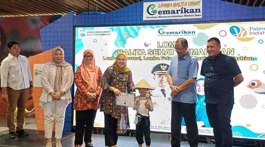 Kepala Dinas Perikan Kota Palembang Ahmad Zazuli pada sosialisasi gemar makan ikan lewat Lomba Balita Sehat, Kamis (23/5/2024). Foto: Sumselheadline/Pitria.