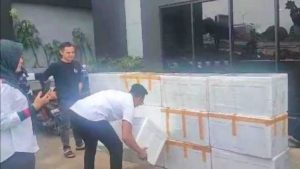 Petugas mengamankan beni lobster yang akan diekspor, Kamis (16/5/2024). Foto: Sumselheadline/Ela.