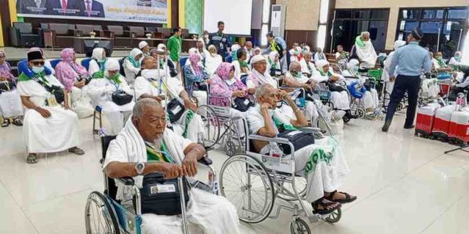 Para jemaah haji Sumsel tahun 2023 lalu saat di asrama haji Palembang. Foto: Dok Sumselheadline.