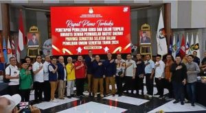 Ketua KPU Sumsel dan perwakilan Parpol saat menghadiri penetapan caleg terpilih DPRD Sumsel di KPU Sumsel, Selasa (28/5/2024). Foto: Dok PKS Sumsel.