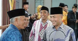 Sekretaris Daerah Muba, Apriyadi Mahmud menghadiri halal bihalal Persatuan dan Kesatuan Masyarakat Presidium Pembentukan Calon Daerah Otonomi Baru Kabupaten Muba Timur. Foto: Kominfo Muba.
