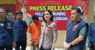 Supriono, baju orange, pengedar sabu. Foto: Sumselheadline/Ela.
