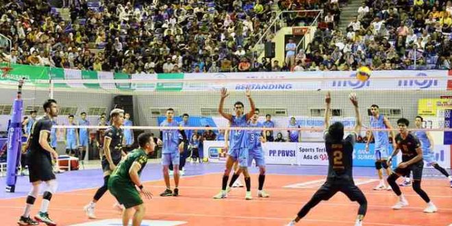 Tim Voli Bank Sumsel Babel saat beranding dengan PSCC Palembang, Minggu (12/5/2024). Foto: Humas Pemprov Sumsel.