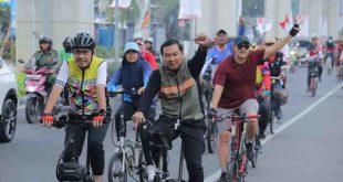 Para peserta gowes dalam rangka HUT Palembang, Sabtu (22/6/2024). Foto: Kominfo Palembang.