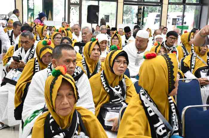 Para jemaah haji Sumsel yang tengah berada di Asrama Haji Palembang. Foto: Dok Sumselheadline.