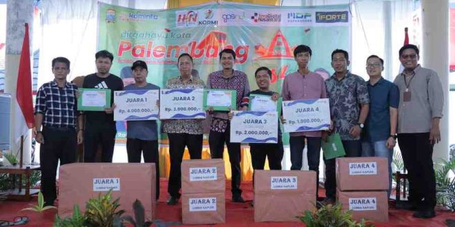 Para juara lomba gaplek di Kominfo Palembang, Kamis (13/6/2024). Foto: Sumselheadline/Pitria.