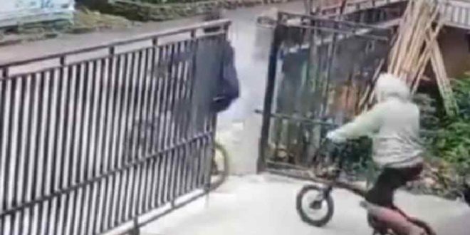 Dua pencuri sepeda terekam CCTV di Sukabungun Palembang, Sabtu (8/6/2024). Foto: screenshot medsos.