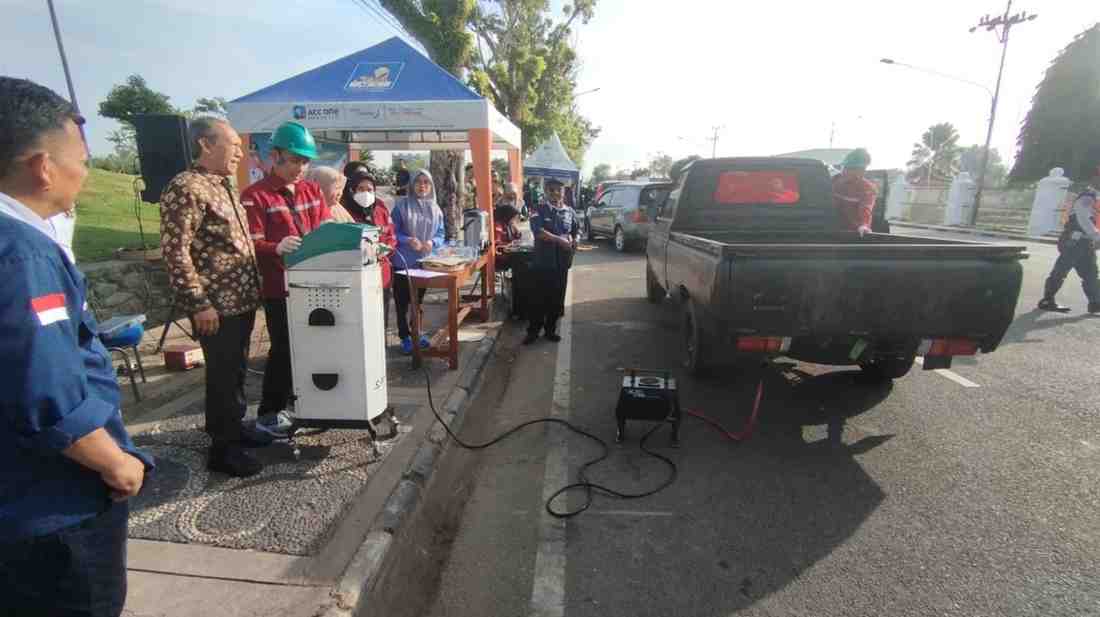 Uji Emisi kendaraan secara gratis di Kota Sekayu, Jumat (28/6/2024). Foto: Kominfo Muba.