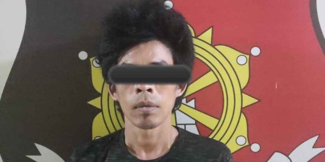 Iskandar (35), tersangka penodongan di kawasan Sungai Lilin, Muba, dibekuk aparat polisi setempat, Minggu (21/7/2024). Foto: Dok Polsek Sungai Lilin.