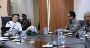 Pj Gubernur Sumsel, Eelen Setiadi saat menerima audiensi  Kepala Balai Besar Wilayah Sungai Sumatera (BBWSS) VIII, Feriyanto Pawenrusi, Rabu (3/7/2024). Foto: Humas Pemprov Sumsel.