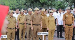 Para ASN Pemkot Palembang saat upacvara bendara. Foto: Dok Sumselheadline.