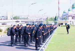 Sebanyak 170 personel Brimob, Sabhara dan Polair ke daerah rawan karhutla di Provinsi Sumatera Selatan, Sabtu (3/8/2024). Foto: Sumselheadline/Ela.