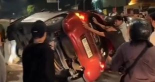 Mobil Brio yang menabrak mobil Kalya di Palembang, Minggu (4/8/2024). Foto: Dok Polisi.