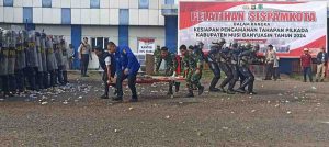 Simulasi pengamanan Pilkada yang digelar Polres Muba di Kota Sekayu, Minggu (25/8/2024). Foto: Kominfo Muba.