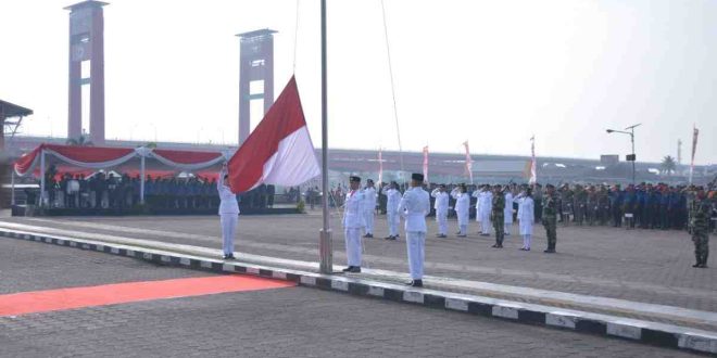 Suasana upacar bendera HUT RI di Benteng Kuto Besak, Palembang, Sabtu (17/8/2024). Foto: Kominfo Palembang.