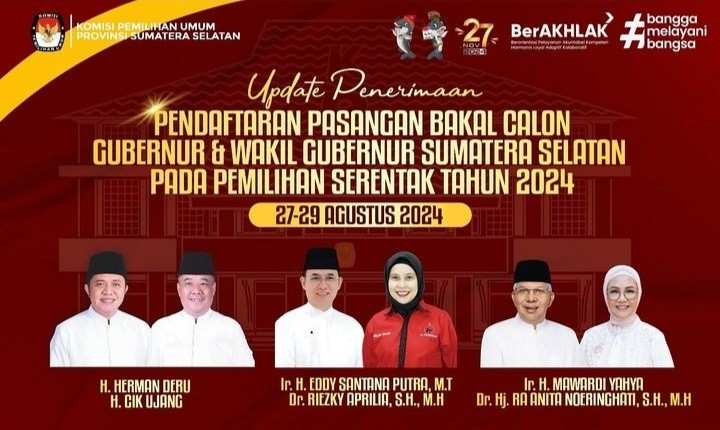 Tiga pasangan calon Gubernur dan Gubernur Sumsel. Foto: IG KPU Sumsel.