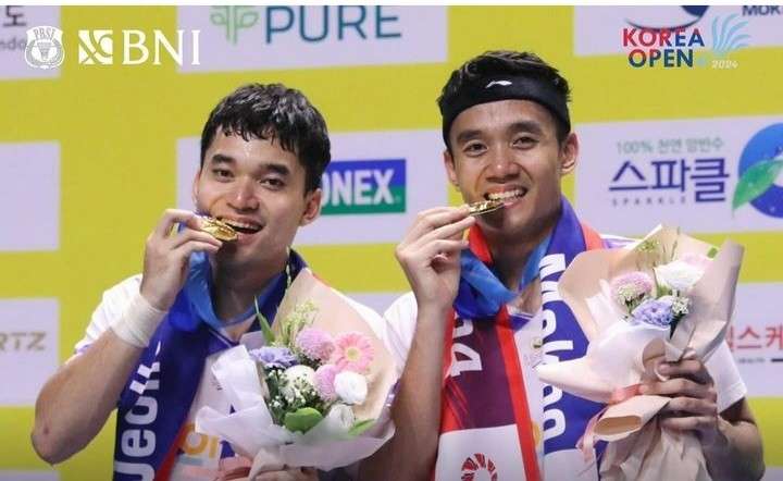 Leo/Bagas juara KOre Open 2024. Foto: IG PB PBSI