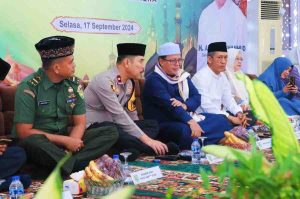 Sejumlah pejabat hadir pada peringatan Maulid Nabi Muhammad SAW dilaksanakan pada Selasa (17/9/2024) bertempat di Pendopoan Griya Bumi Serasan Sekate. Foto: Kominfo Muba.