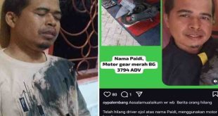 Paidi, driver ojol di Palembang, pulang dengan luka setelah kepalanya dihantam perampok. Foto: IST