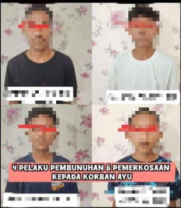 Foto empat pelaku pembunuhan remaja putri di Talang Kerikil Palembang. Foto ini beredar di medsos. Foto: Medsos.