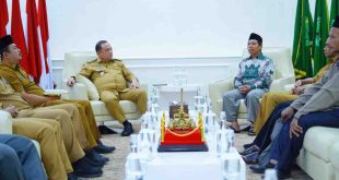 Pj Bupati Muba, Sanndi Fahlepi menerima kunjungan pengurus NU Muba, Selasa (10/9/2024). Foto: Kominfo Muba.