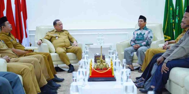 Pj Bupati Muba, Sanndi Fahlepi menerima kunjungan pengurus NU Muba, Selasa (10/9/2024). Foto: Kominfo Muba.