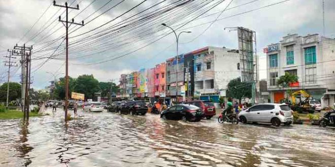 Salah satu titik langganan banjir di Palembang. Foto: Dok Sumselheadline.