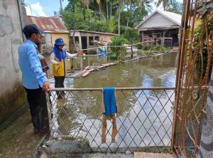 Kabid SDA IL Dinas PUPR Kota Palembang RA Marlina Sylvia saat meninjau kawasan banjir baru-baru ini. Foto: Dok Sumselheadline.