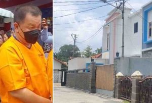 Himawan Teja alias Acoi, gembong narkoba, dengan salah satu aset miliknya. Foto: Dok Polisi.