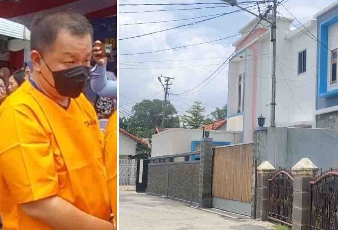 Himawan Teja alias Acoi, gembong narkoba, dengan salah satu aset miliknya. Foto: Dok Polisi.