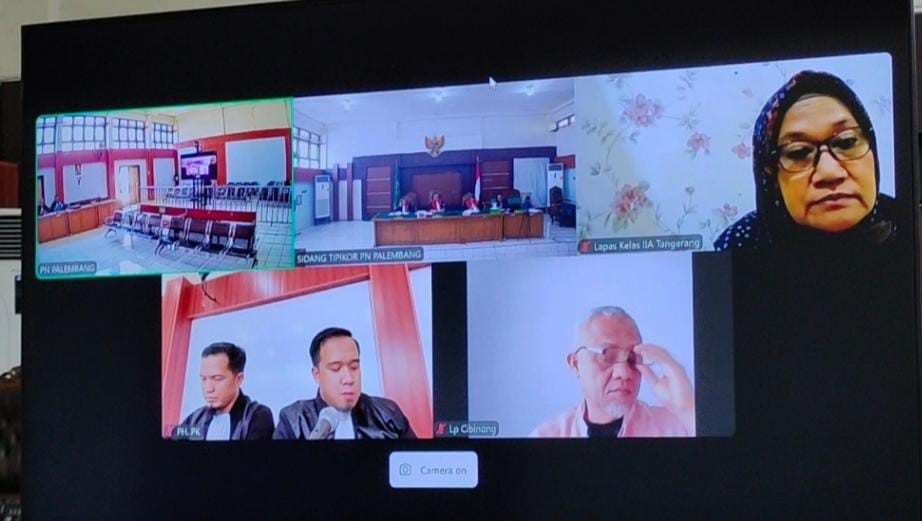 Sidang PK kasus masjid raya Sriwijaya. Foto: screenshot/IST