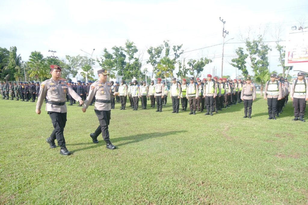 Suasana apel Pergeseran Pasukan (Serpas) Polres Muba untuk pengamanan Tempat Pemungutan Suara (TPS) pada Pemilihan Kepala Daerah (Pilkada) tahun 2024, Senin (25/11/2024). Foto: Kominfo Muba.
