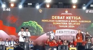Panggung debat Cagub Sumsel, Kamis (21/11/2024) malam. Foto: Tim HDCU.