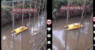 Alat pendeteksi dipasang di saluran air, dimana seorang bocah tenggela, belum ditemukan. Foto: screenshoot medsos.