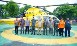Pj Bupati Muba, Sandi Fahlepi bersama Forkompinda saat meninjau sarana penanggulangan bencana. Foto: Dok Kominfo Muba.