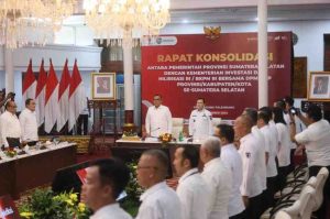 Penjabat (Pj) Gubernur Sumatera Selatan (Sumsel) Elen Setiadi, S.H, M.S.E bersama Wakil Menteri Investasi dan Hilirisasi/Wakil Kepala Badan Koordinasi Penanaman Modal (BKPM), Todotua Pasaribu menggelar Rapat Konsolidasi dengan Dinas Penanaman Modal dan Pelayanan Terpadu Satu Pintu (PTSP). Foto: Humas Pemprov Sumsel.