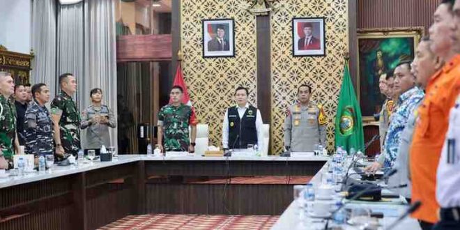 Pj Gubernur Sumsel, Elen Setiadi memimpin Rakor pengamanan Nataru di Sumsel, Jumat (20/12/2024). Foto: Humas Pemprov Sumsel.